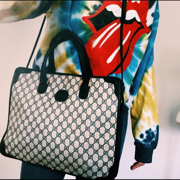 Gucci Handbags - VINTAGE GUCCI CLASSIC GG MONOGRAM ZIP TOTE BAG